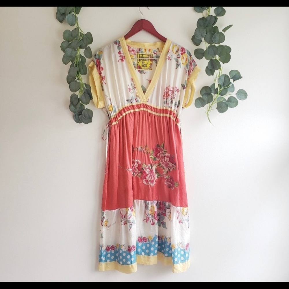 Johnny Was v neck silk dress